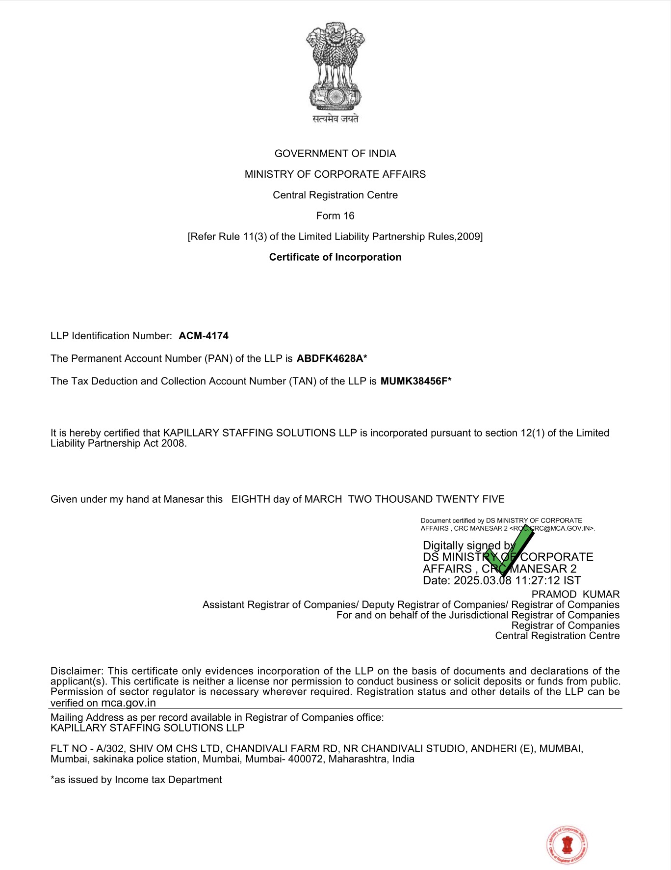 Kapillary Staffing Solutions Certification